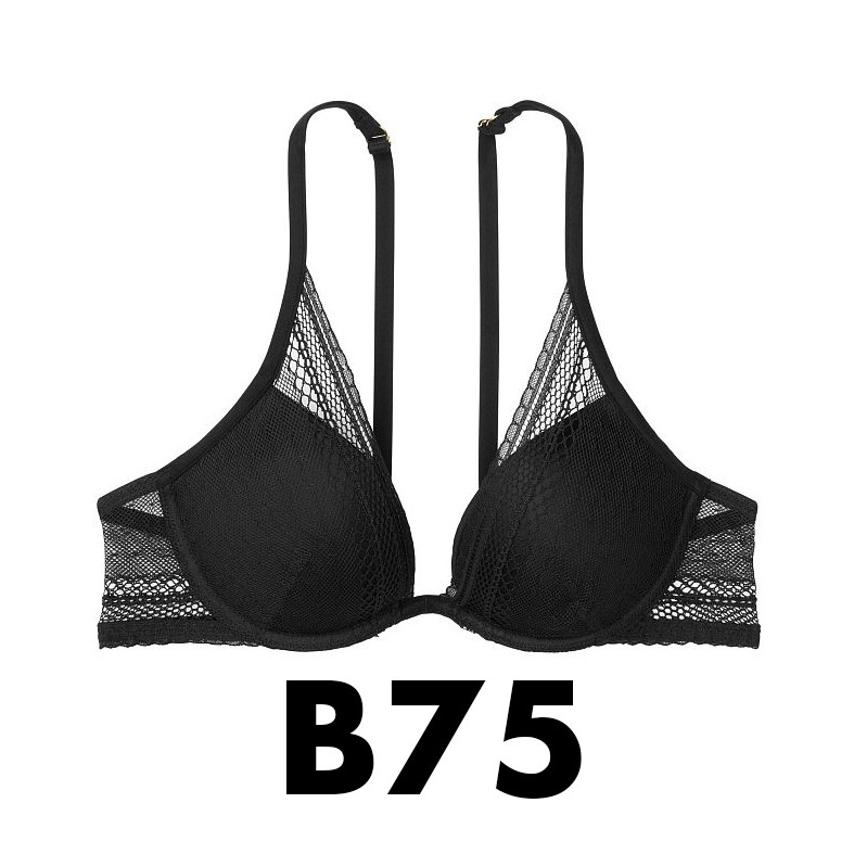 (Áo Vic B75) - Áo lót nâng ngực, mút vừa, đen tuyền phối ren Lace Black, dòng incredible - Victoria's Secret