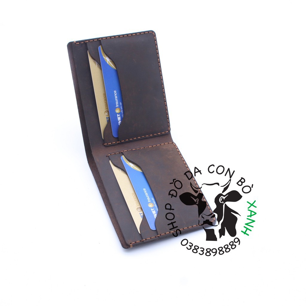 Ví da nam handmade , da sáp MS001"100% da thật"