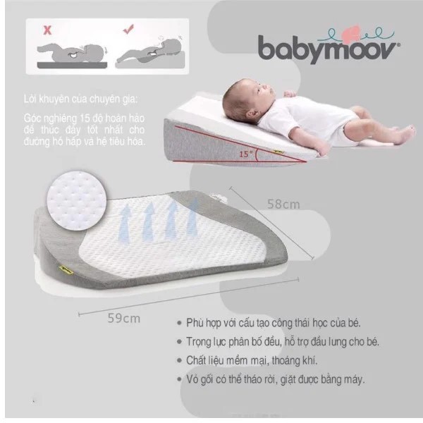 Gối chống trào ngược Babymoov cho bé giúp cố định phần khung xương