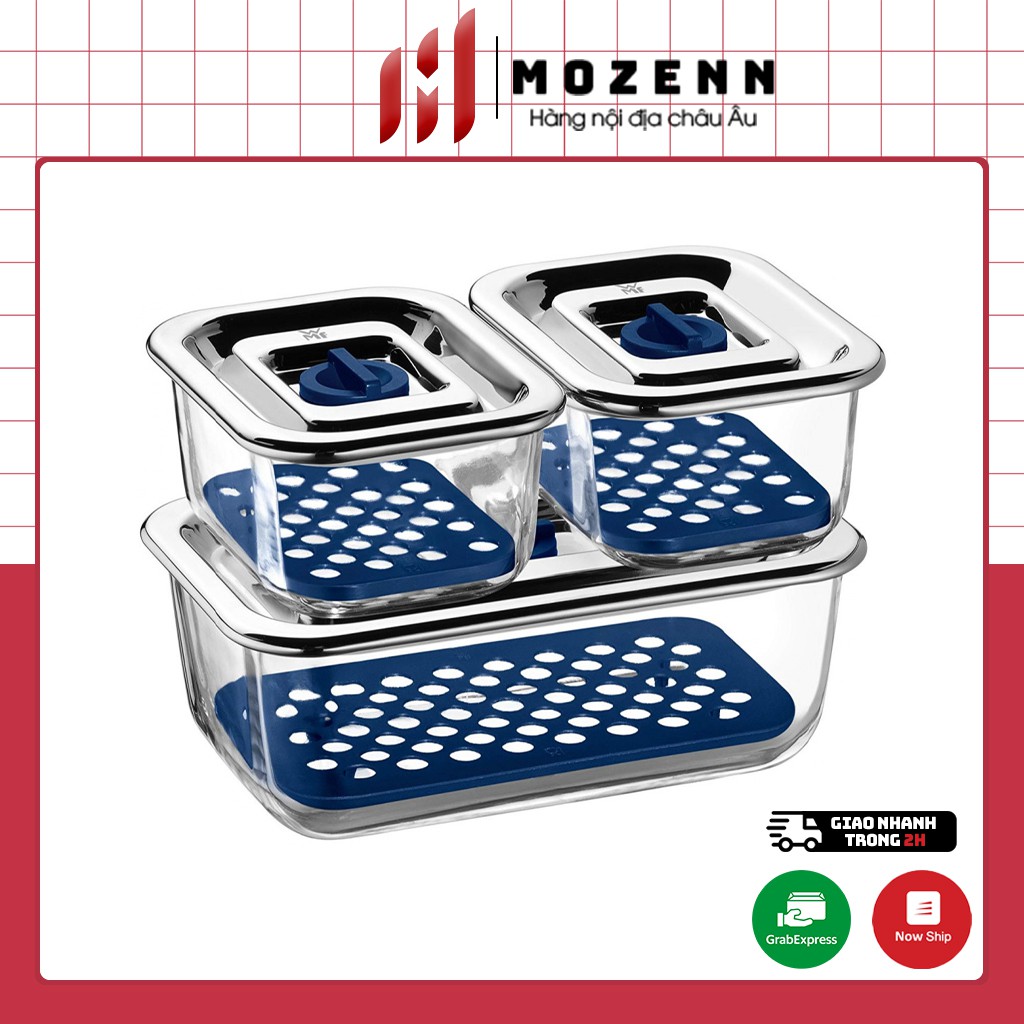 Set 3 hộp thủy tinh đựng thực phẩm WMF bảo quản thực phẩm kín [nhập Đức chính hãng]