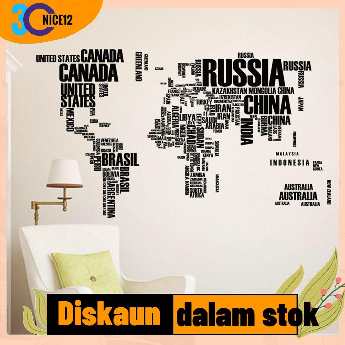 Decal Dán Tường Hình Bản Đồ Thế Giới