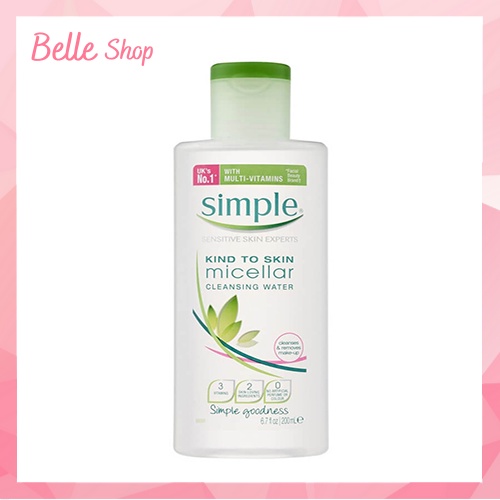 Nước Tẩy Trang Simple Micellar Cleansing Water 200ml, Nước tẩy trang Làm sạch sâu cho da - Belle Shop