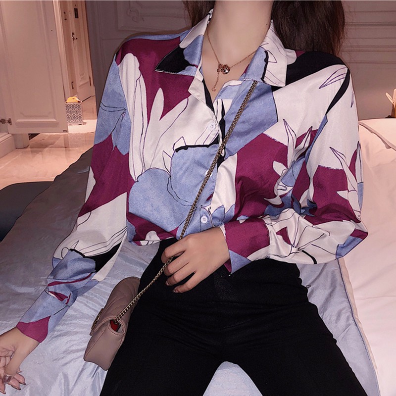 CÓ SẴN] Áo sơ mi nữ dài tay họa tiết retro cá tính phong cách Hàn Quốc | BigBuy360 - bigbuy360.vn
