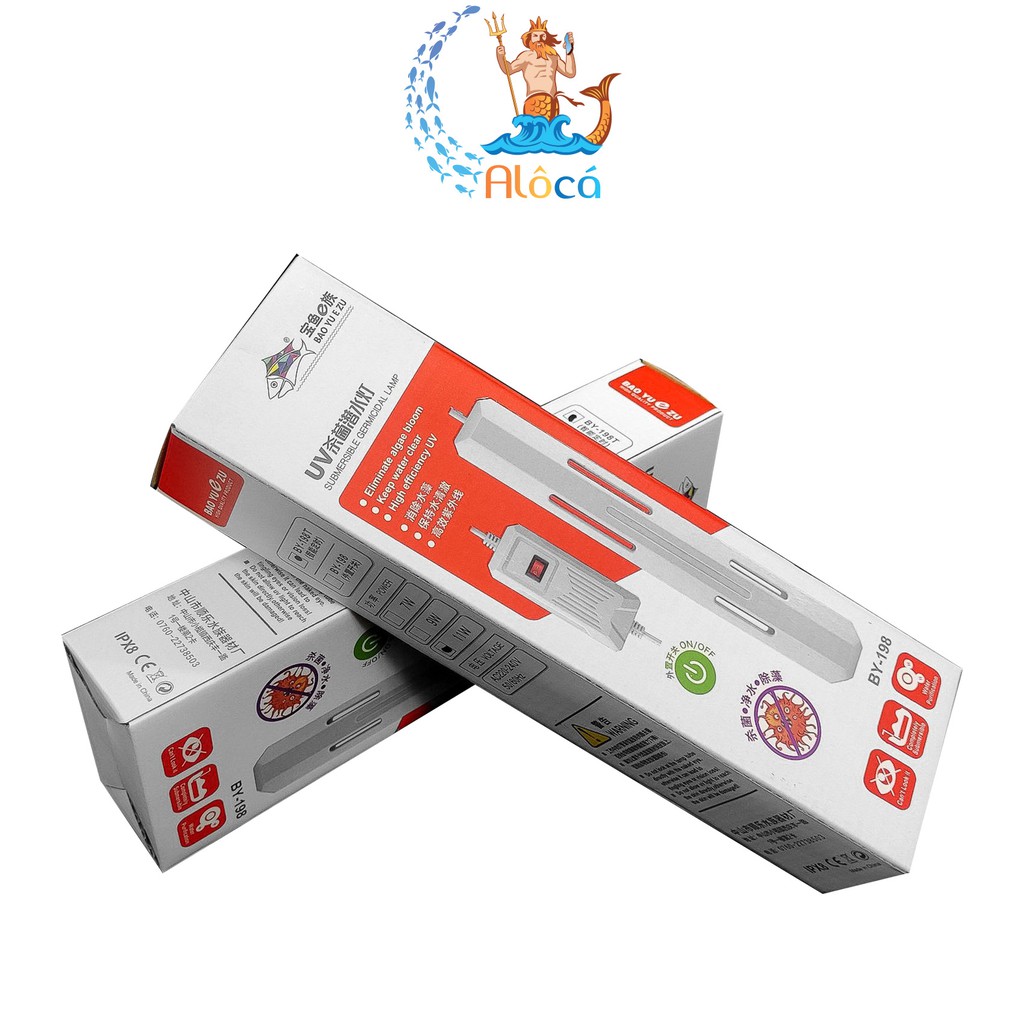 Đèn UV BAOYU BY199-5W, BY198-7W, BY198-11W công suất 5W-7W-9W-11W diệt rêu, tảo, khuẩn có hại cho bể cá cảnh, hồ Koi