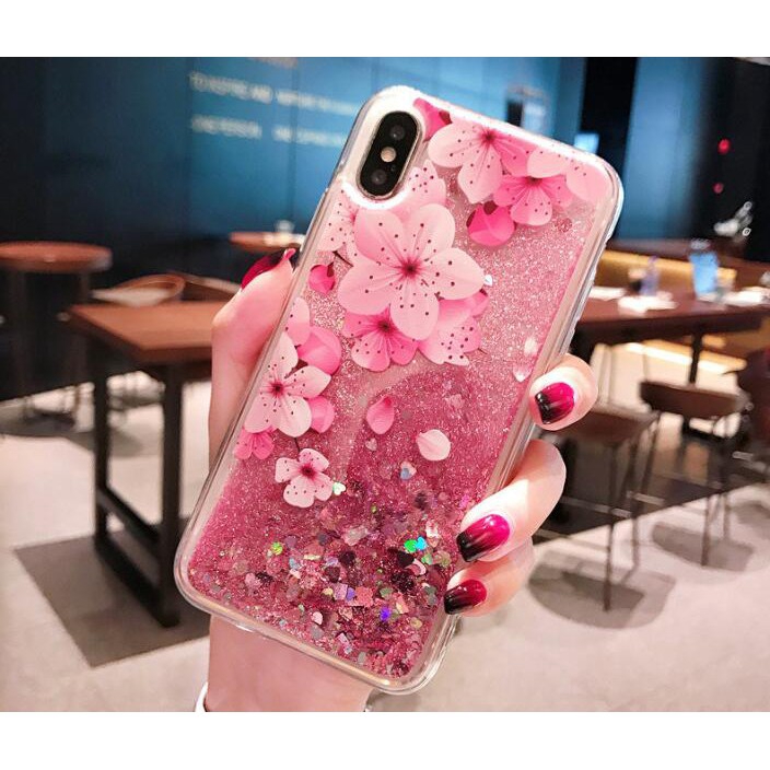 trường hợp FashionCase Samsung A50 S6 S7 Edge S8 S9 S10 Plus A5 A6 A7 A8 A9 2018 Floral Liquid Casings