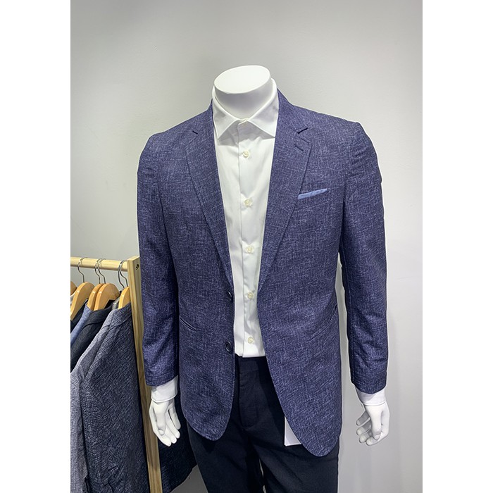ÁO BLAZER NAM HÀN QUỐC MÀU XANH COBAN ĐẬM CÓ VÂN SỌC TRẮNG - FNUJK N637-2