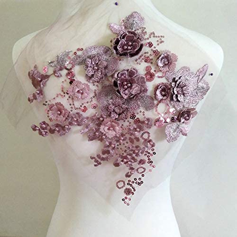 1 Miếng Vải Ren Thêu Hoa 28 * 27CM Cho Cô Dâu