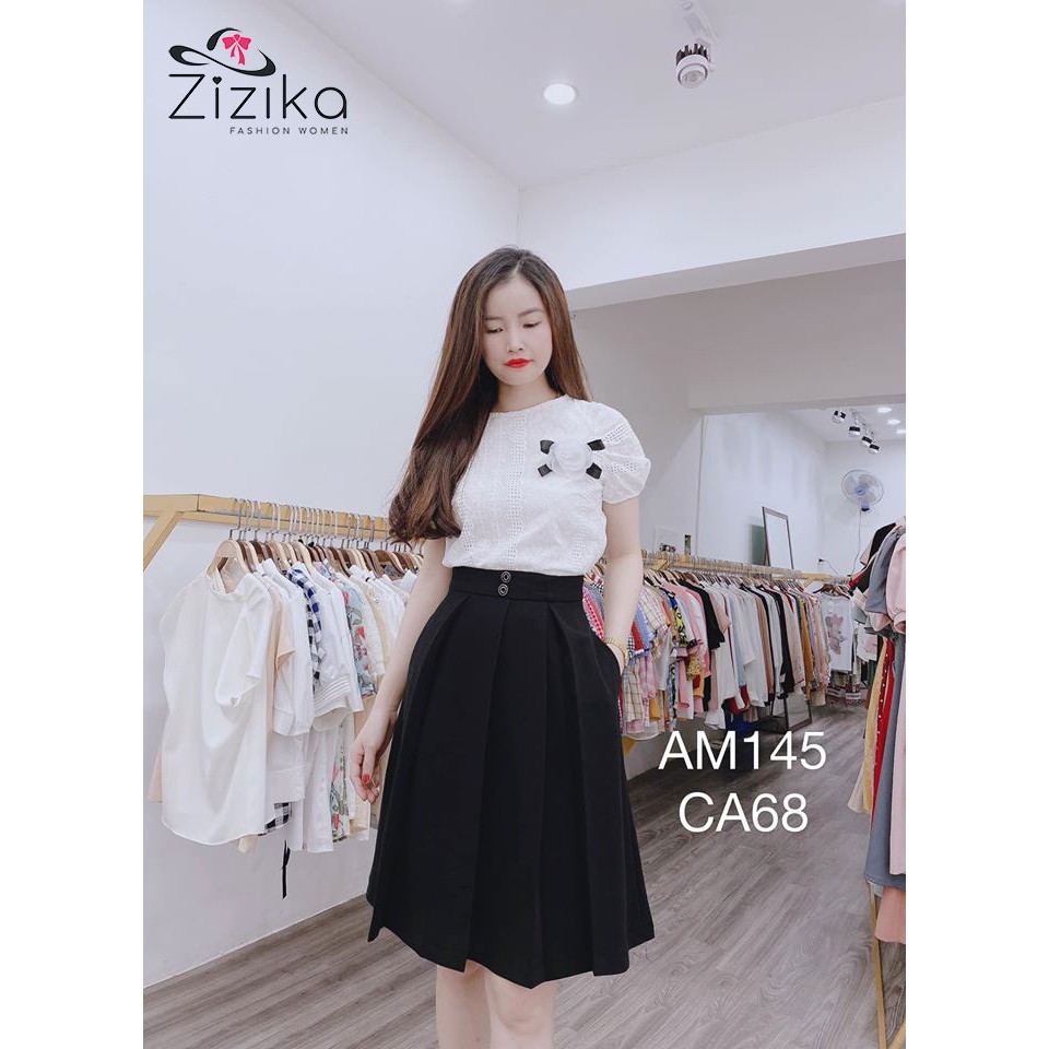 Chân Váy xếp ly xoè Zizika cúc giữa xinh yêu - CV08