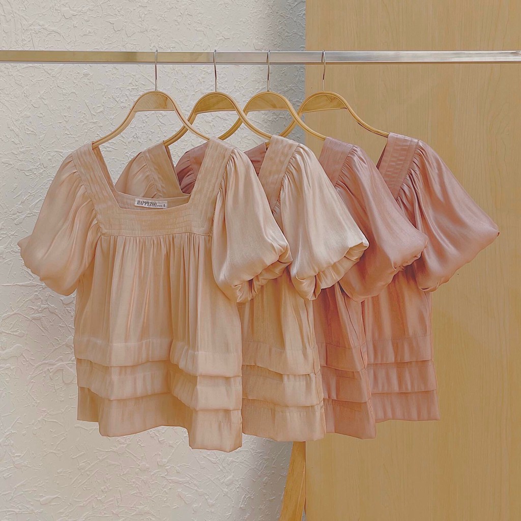 Happy Zoo - Áo tay ngắn cổ vuông ly chân ( 2 màu ) | BigBuy360 - bigbuy360.vn