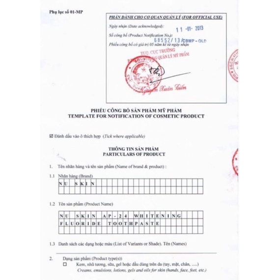 Kem đánh răng ap24 tiếng anh