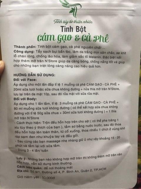 Tinh bột cám gạo cà phê