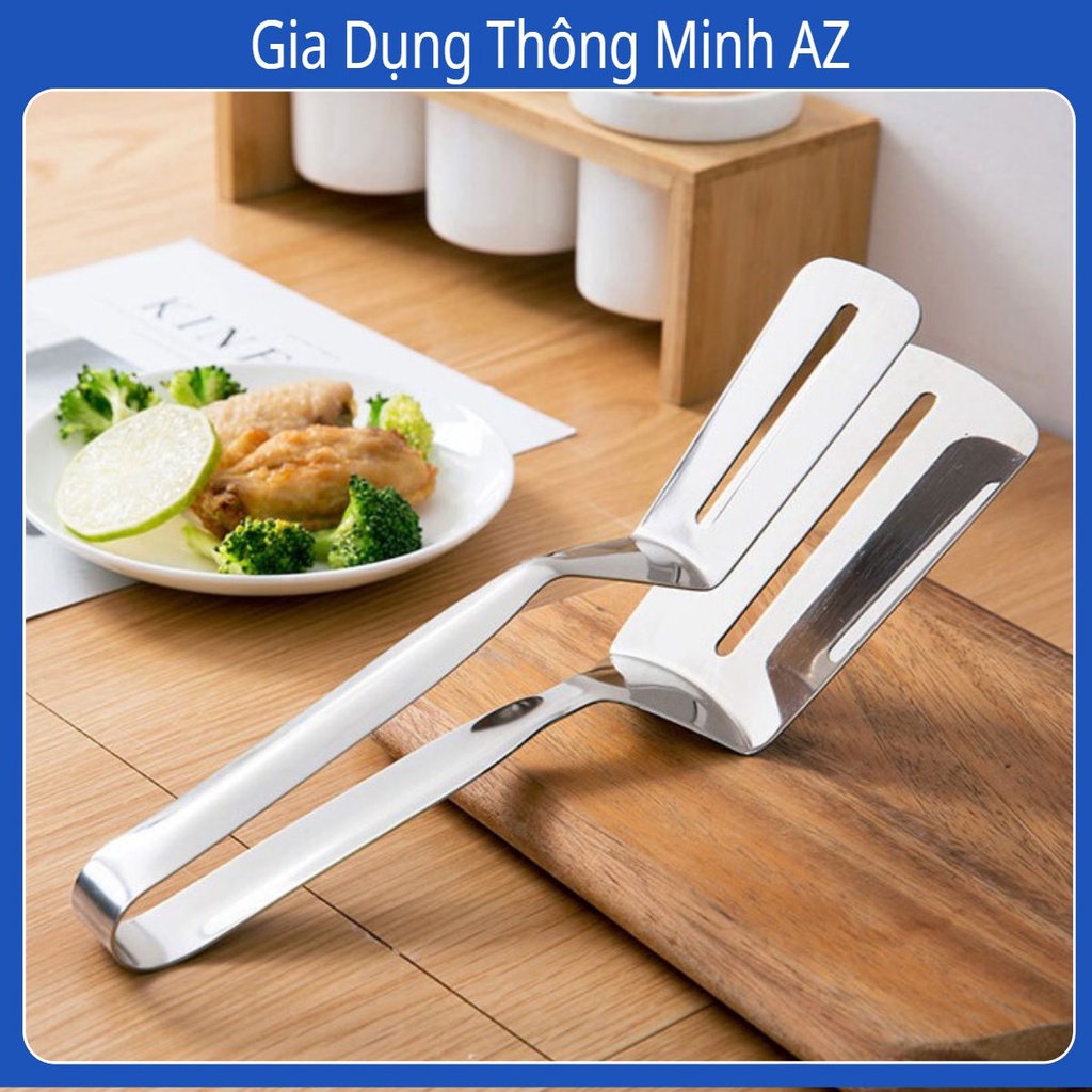 Kẹp inox gắp thức ăn - xẻng lật thực phẩm chiên đồ ăn bằng inox.