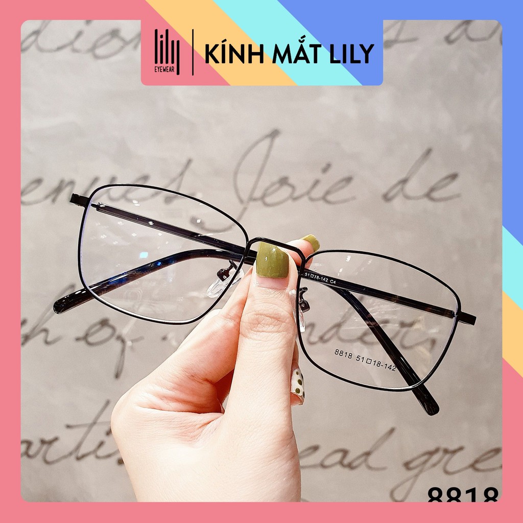 [Mã SKAMA07 giảm 8% đơn từ 250k] Gọng Kính Cận Kim Loại Viền Mảnh Nam Nữ 8818 Lilyeyewear