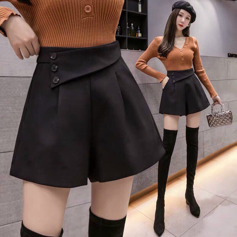 [HOT] Quần Short Nữ Cạp Cao Đính Khuy Siêu Hot 💕 Chất Vitex Đẹp Mềm Mịn