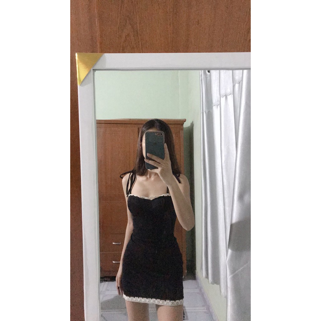 [ ảnh thật + video thật ] VÁY HAI DÂY VIỀN REN CÚP NGỰC QUYẾN RŨ CO GIÃN | BigBuy360 - bigbuy360.vn