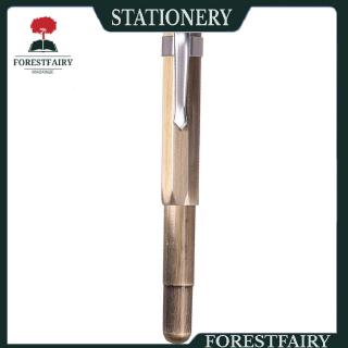 【0501】Full Copper Retro Pocket Short Fountain Pen Octagonal Handmade Business Pen
