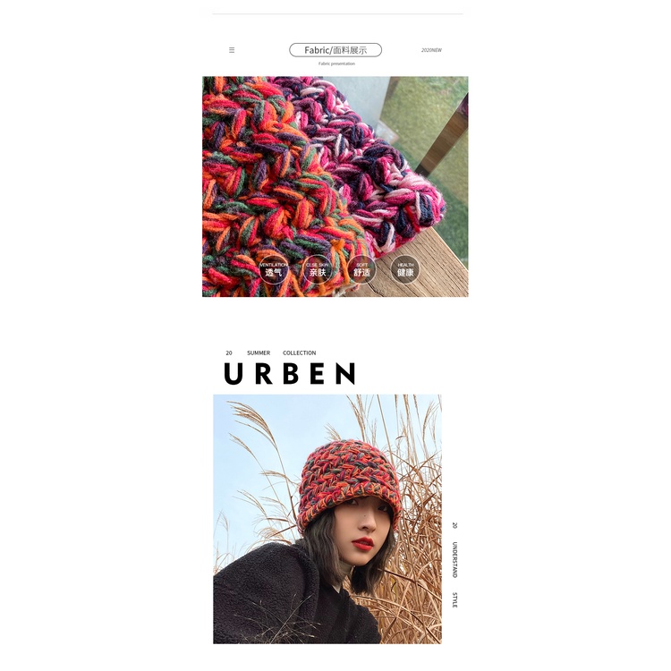 Nón Tai Bèo Đan Len Dày Dặn Màu Sắc Đơn Giản Phong Cách Đường Phố Nhật Bản