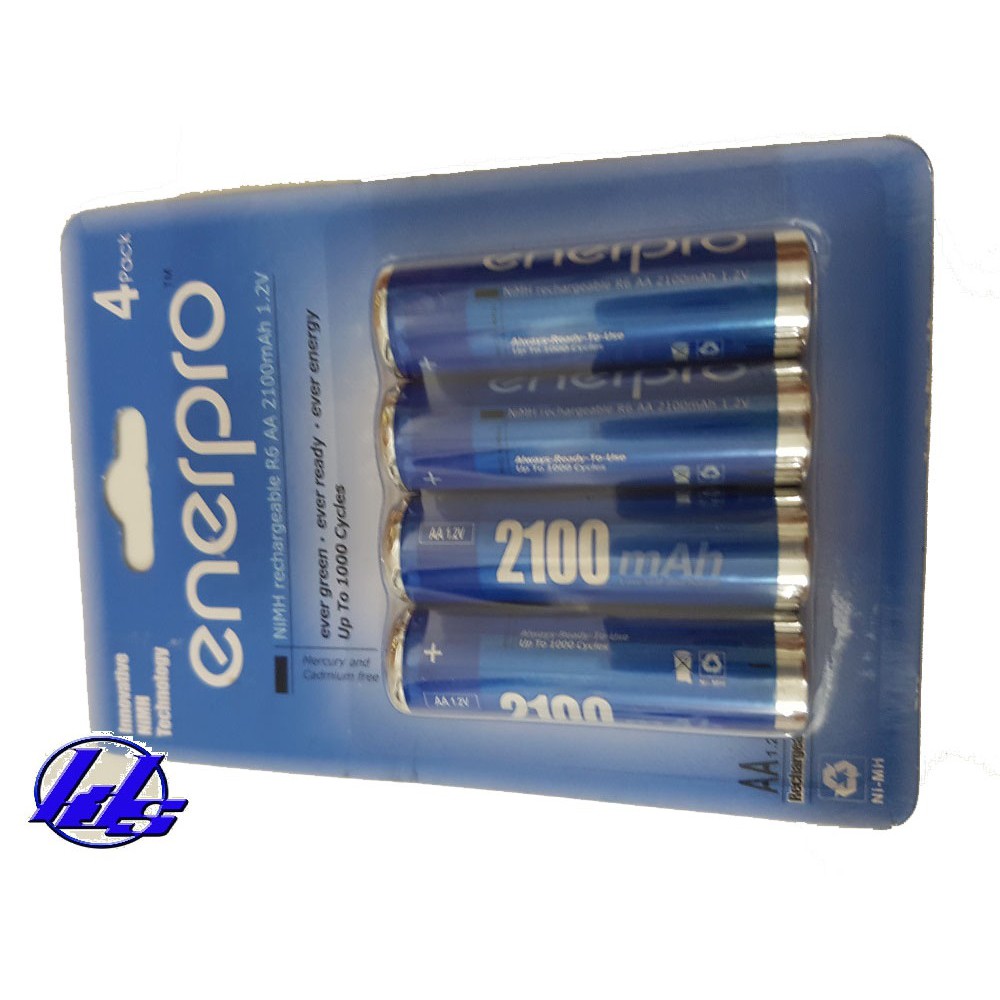 Pin sạc AA EnerPro NiMh Rechargeable R6 2100mAh - Vỉ 4 viên