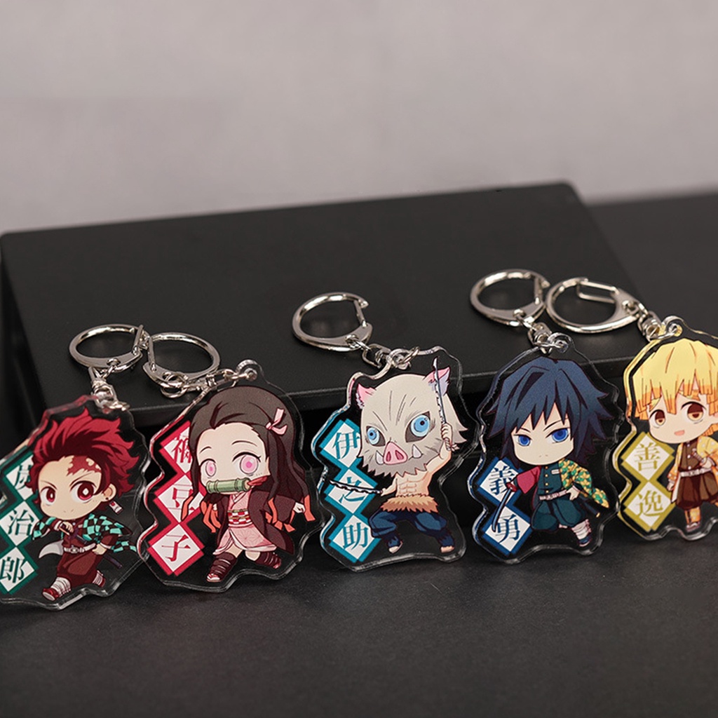 Móc Khóa Hình Demon Slayer Tanjiro Nezuko Bằng Thép Không Gỉ Bề Mặt Mịn Cho Nữ