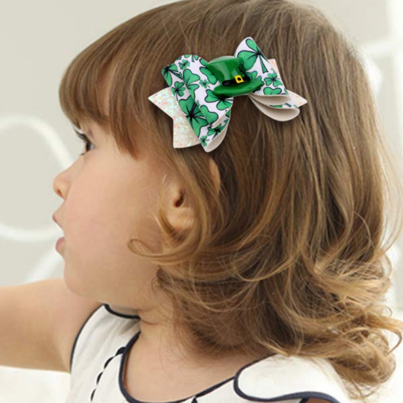 Kẹp Tóc Nơ Bằng Da Đính Kim Tuyến Lấp Lánh Thời Trang