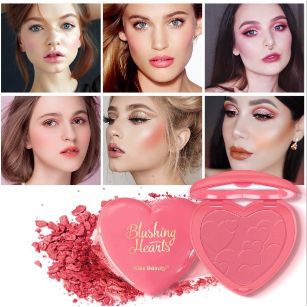 PHẤN MÁ HỒNG TONE CAM TRÁI TIM KISS BÈAUTY SWEET HEART XB88 ( vip)