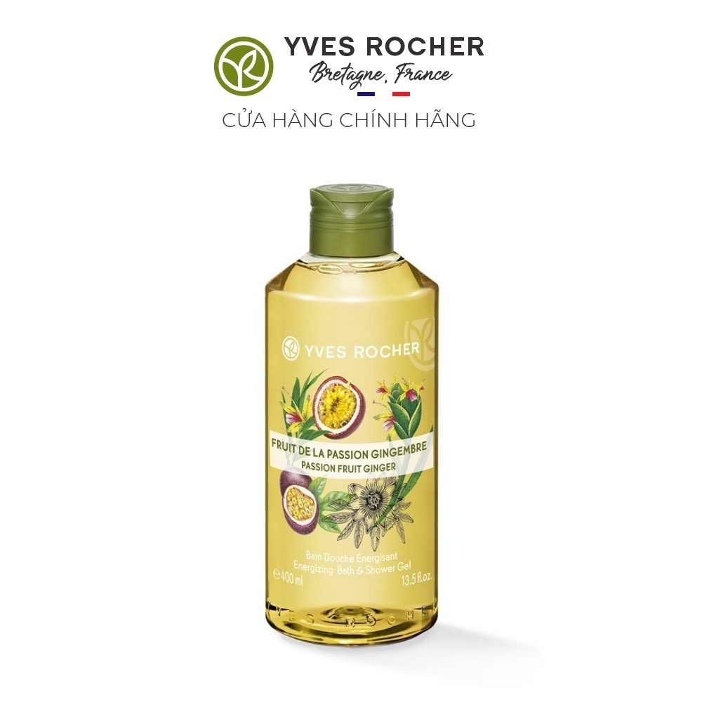 Gel Tắm Yves Rocher Energizing Bath &amp; Shower Gel Passion Fruit Ginger - 400ml