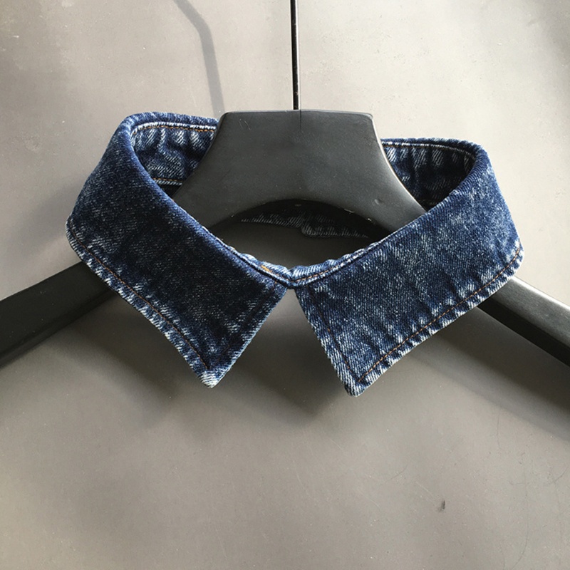 Vòng Cổ Choker Denim Màu Xanh Dương Cài Nút Trang Trí Kiểu Vintage