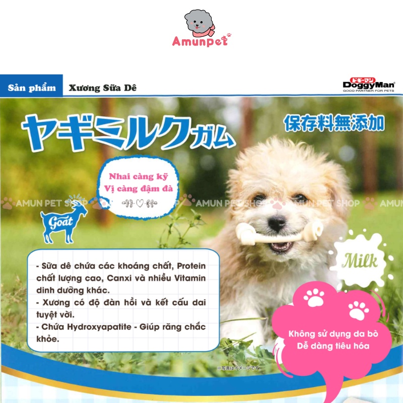 Xương Nơ Hương Sữa DoggyMan Cho Chó Xương Gặm Sạch Răng Cho Chó Thơm Miệng Snack Đồ Ăn Bánh Thưởng Cho Thú Cưng Amun Pet
