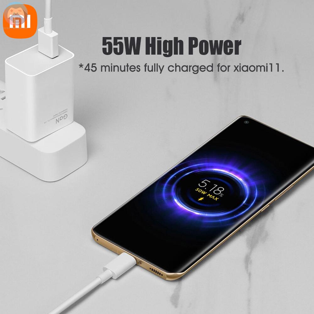 Ê Xiaomi 55W GaN Fast Charger &amp; Type-C Charging Cable MINI Quick Charger GaN Technology Safe Power Adapter Compatible for Andriod/Xiaomi 10/Redmi K30/Smartphone