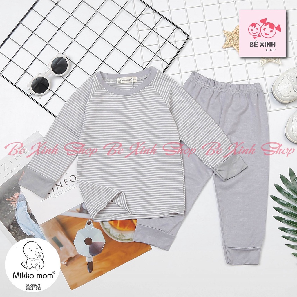 Đồ Bộ Thu Đông Dài Tay Cho Bé Trai Bé Gái Mikko Mom  Bộ Quần Áo Ngủ Cho Bé Trai Gái Thun Lạnh SỌC NHUYỄN