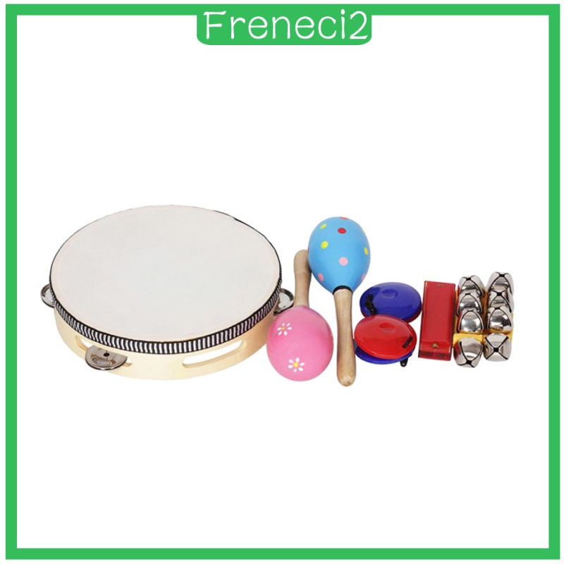 [FRENECI2] Tambourine Maraca Handbell Castanet Harmonica Hand Percussion Rattle Toys