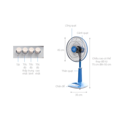 Quạt lửng Asia A16018 xanh lam