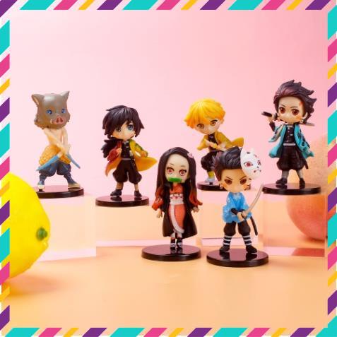 Mô Hình Thanh Gươm Diệt Quỷ  Tanjirou , Nezuko , Zenitsu , Inosuke , Giyuu - Figure Kimetsu No Yaiba ChiBi