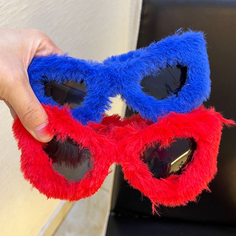 Kính Mát Hình Mắt Mèo Phối Lông Nhiều Màu Sắc Thời Trang Phong Cách Phương Tây