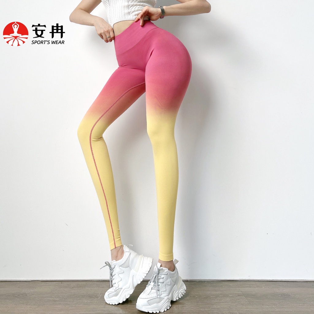 Quần Tập Thể Dục Nữ Anran Màu Gradient Co Giãn Tập Thể Thao Yoga Cho nữ