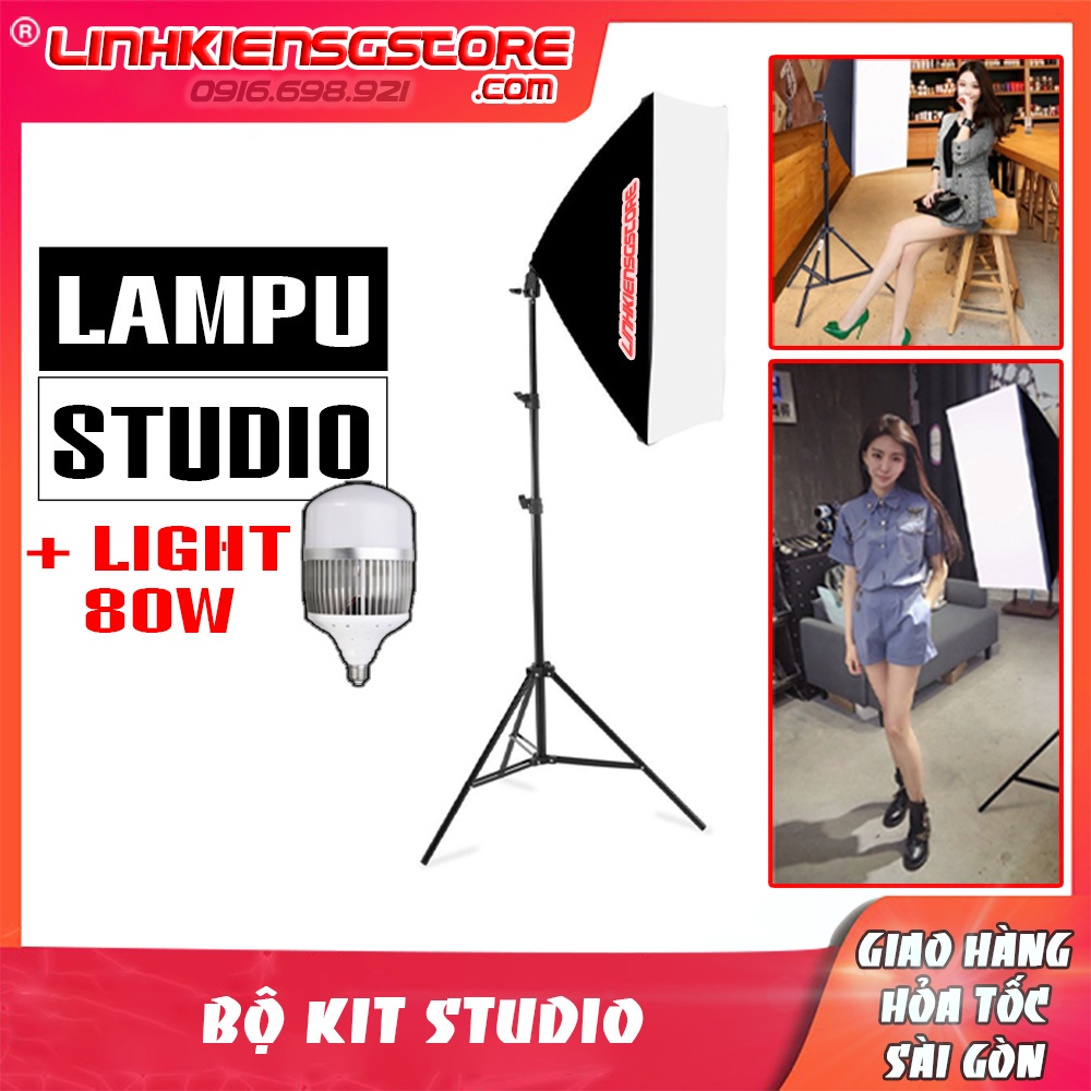 Bộ Kit Trợ Sáng Studio 50x70 Cm Soft Box Kèm Bóng Đèn Led 80w Live Stream Quay Video Làm Vlogs..