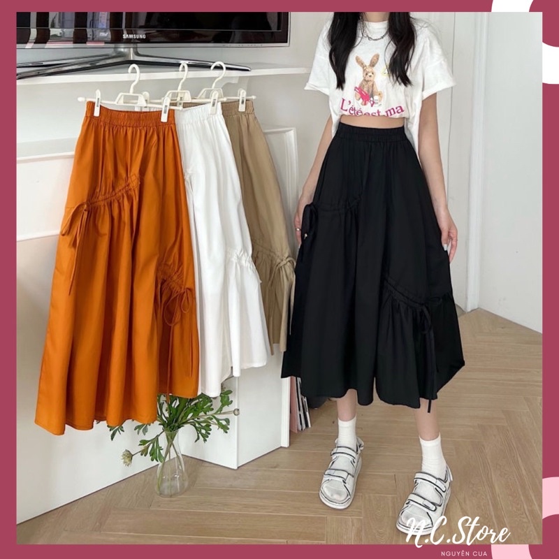 Chân Váy Dài Thiết Kế Rút Dây Babydoll Xinh