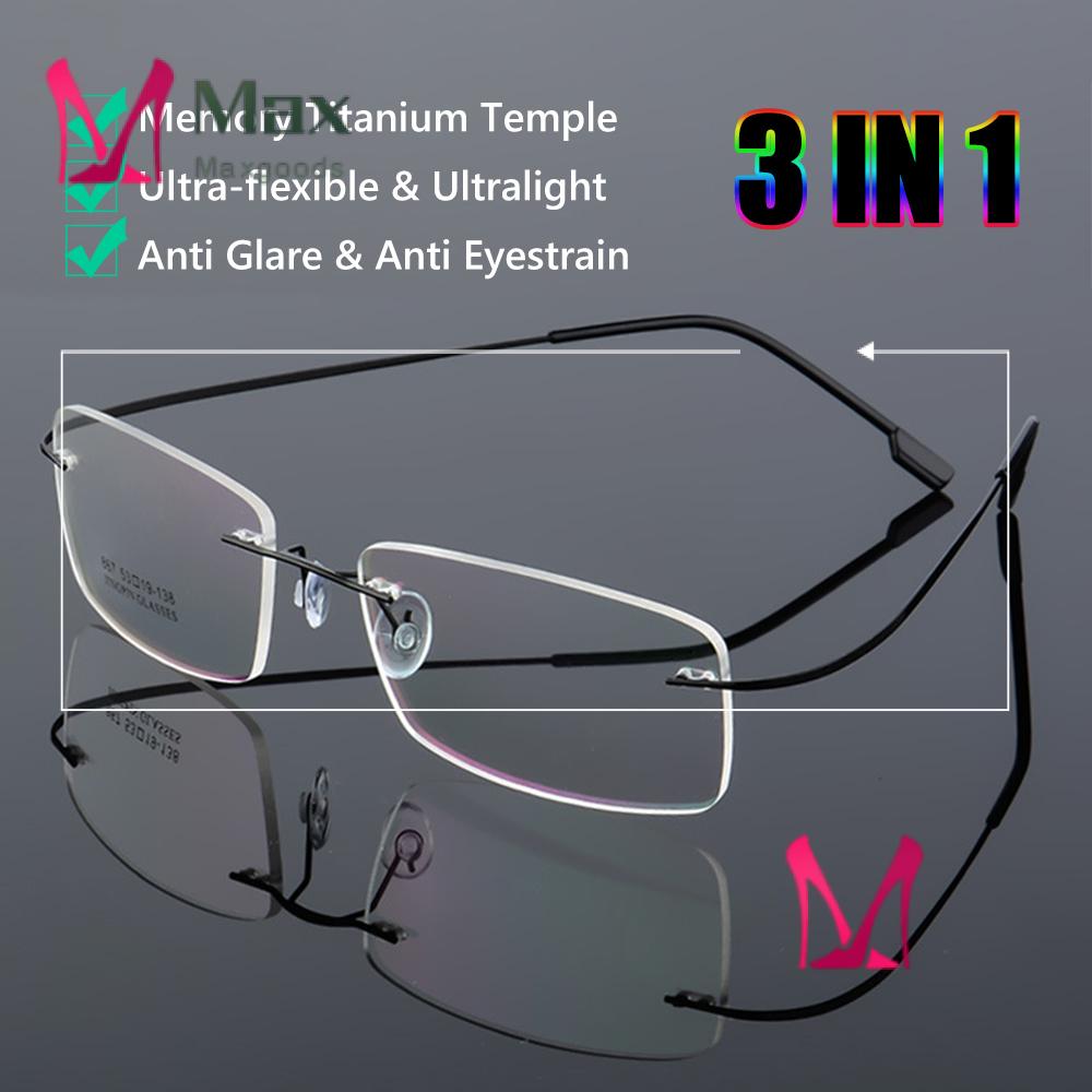 Kính Đọc Sách Không Viền Có Độ Kính + 1.0 ~ + 4.0 Siêu Nhẹ