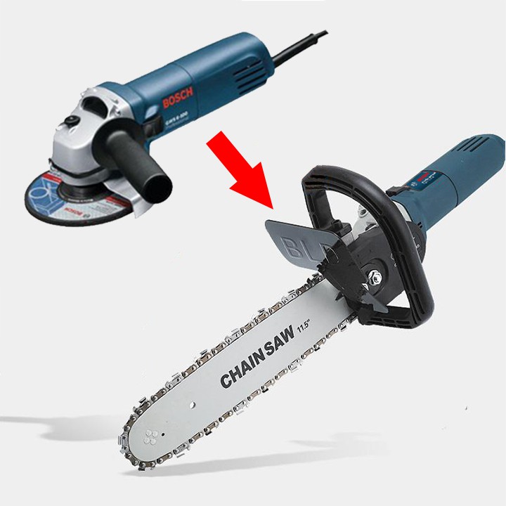 Combo Máy Mài Góc, Máy Cắt Cầm Tay Bosch 670W và Lưỡi Cưa Xích Chain Saw gắn máy mài - Máy Mài + Lưỡi Cưa