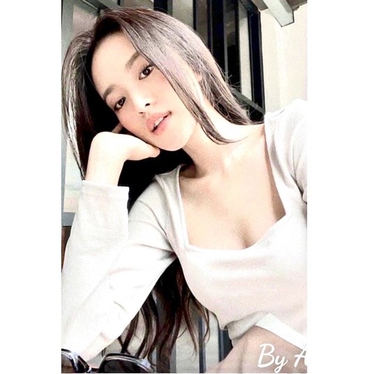 A07- Áo thun tăm cổ vuông body tay dài Sammivnxk☘️freeship