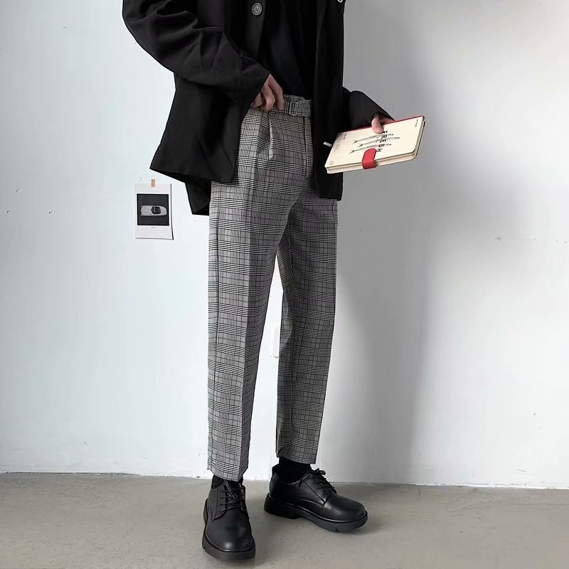 2 Color Fashion Square Plaid Pants For Men Màu