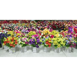 Chậu hoa bướm nhí lụa để bàn - Hoa giả trang trí