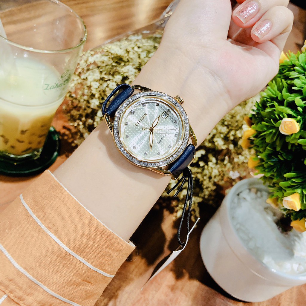 Đồng hồ nữ Citizen FE6112-09P - Máy Quartz Pin Eco Drive năng lượng ánh sáng