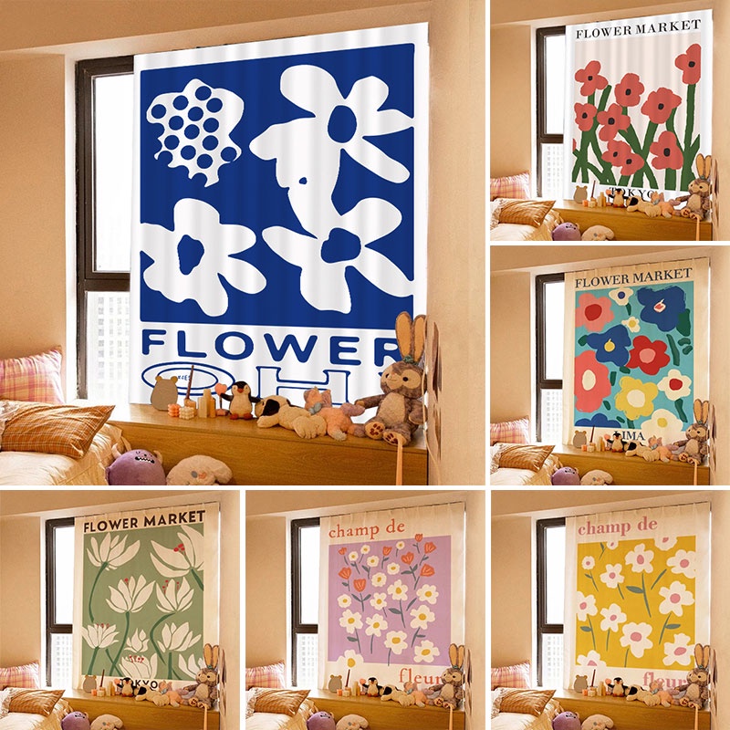 Rèm Cửa Sổ Khóa Dán In Họa Tiết Hoa Cho Phòng Ngủ
