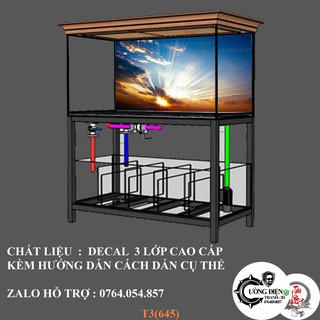 Tranh dán hồ cá 3d , hồ cá rồng , la hán , cá dĩa …