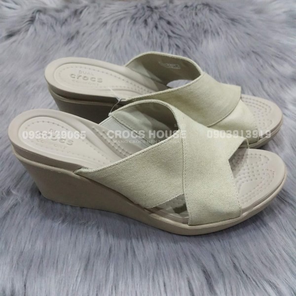 Dép đế xuồng crocs leigh quai chéo chính hãng, dép cross đế xuồng 5 phân quai vải đế nhựa chống trơn trượt - Crocs house