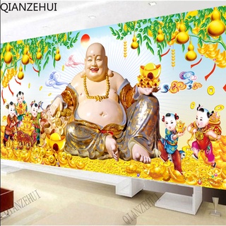 Bộ Tranh Đính Đá Tròn Tự Làm Hình Phật Vàng Trang Trí Nhà Cửa