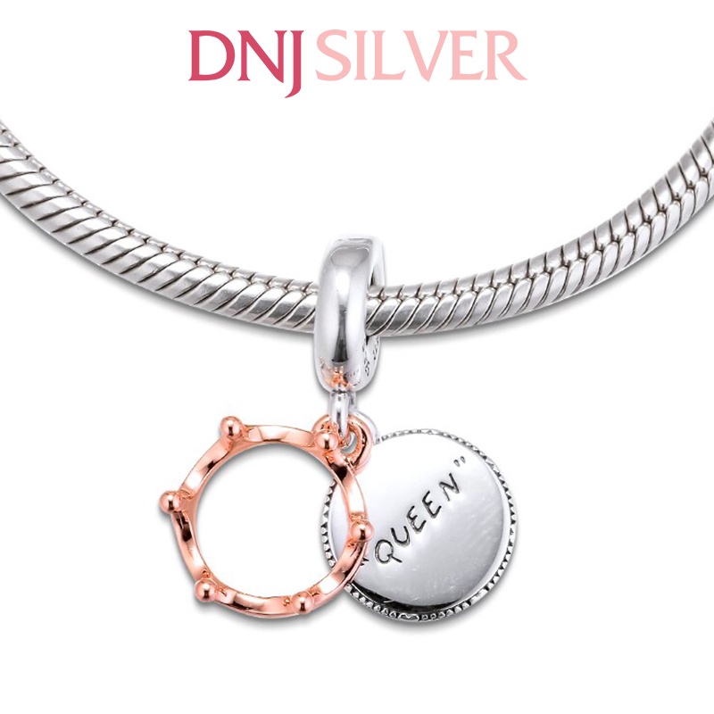 Charm bạc 925 cao cấp, hàng chuẩn bạc - Charm Queen &amp; Crown thích hợp để mix vòng tay charm - DN236