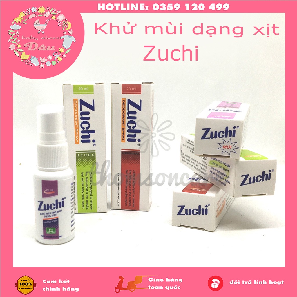 Xịt khử mùi hôi chân, hôi nách Zuchi chiết xuất thảo dược - chai 20ml