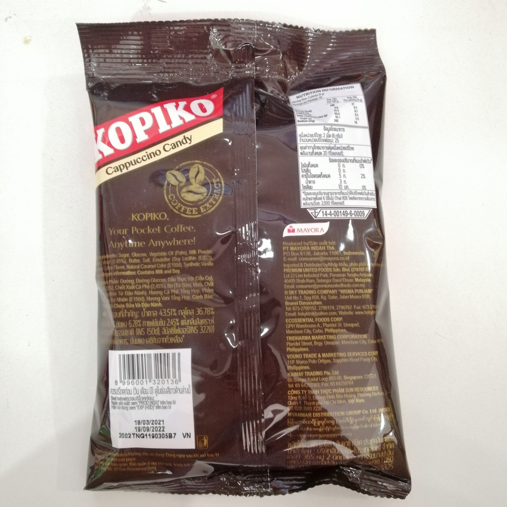 Kẹo Cà Phê Sữa Kopiko Cappuccino Candy (Gói 150g)